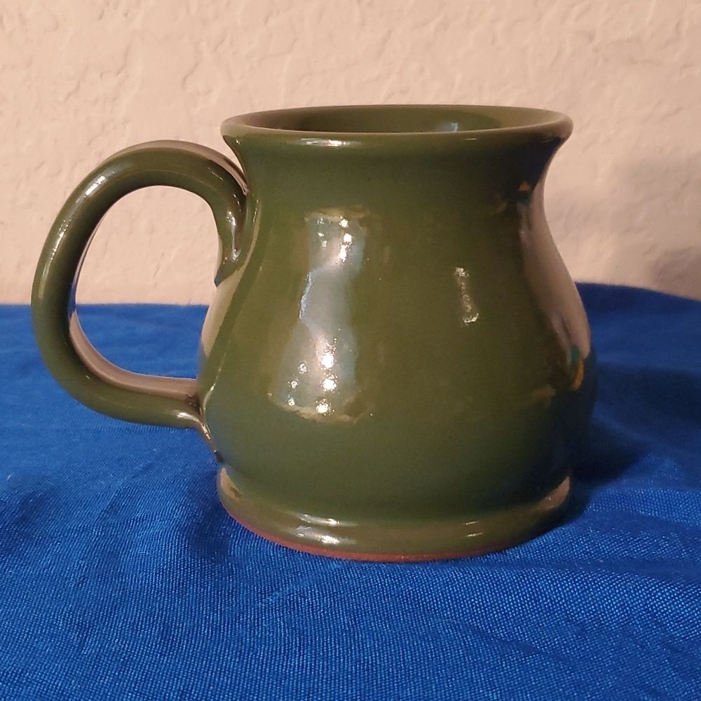 Oz Winery handmade clay pottery coffee mug tea cup unisex green collectible - Picture 3 of 7